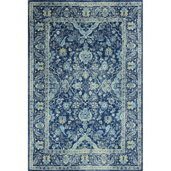 Bashian Bashian E110-DKBL-5X7.6-5394A Everek Collection Floral; Oriental Transitional Polypropylene Machine Made Area Rug; Dark Blue - 5 ft. x 7 ft. 6 in. E110-DKBL-5X7.6-5394A